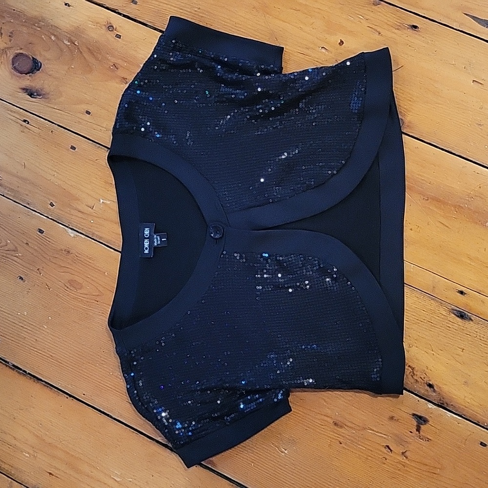 Black Sequin Crop Bolero Jacket